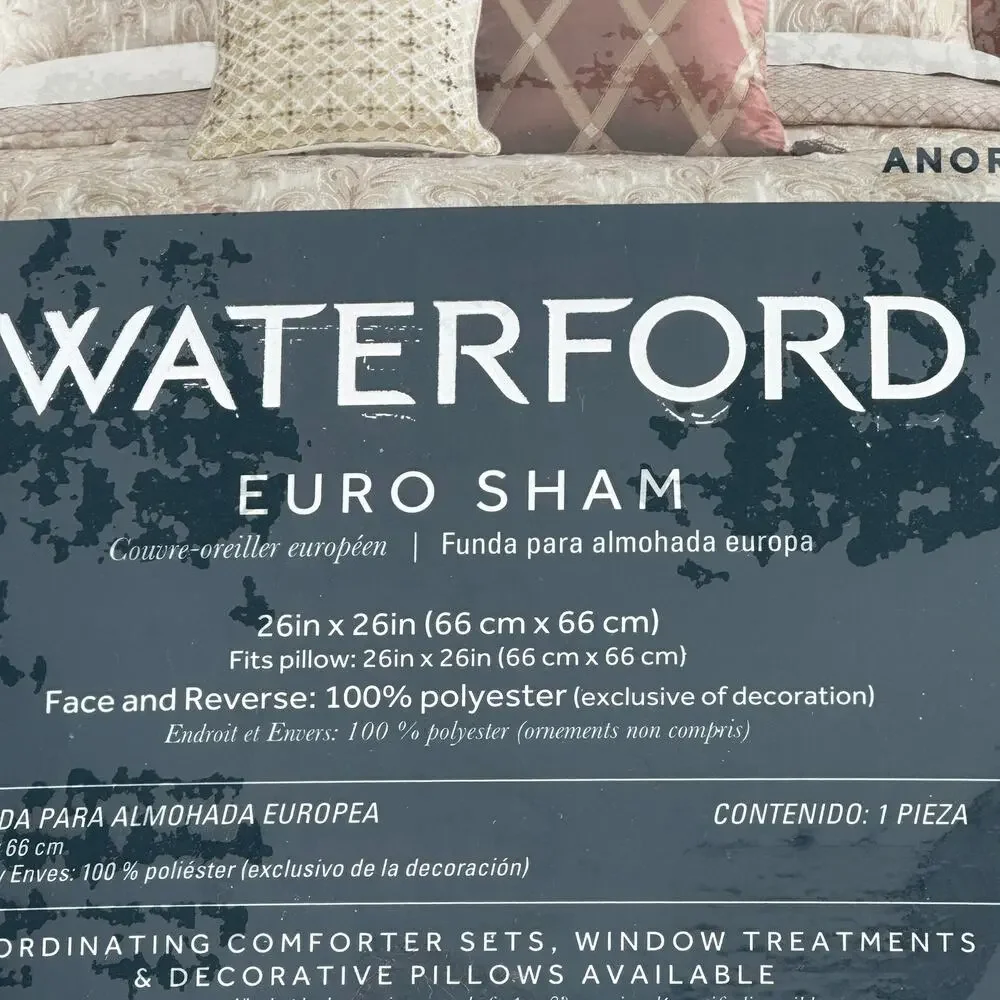 Waterford Shanor Anora Blush Pink Euro Pillow Sham Set Lattice Motif